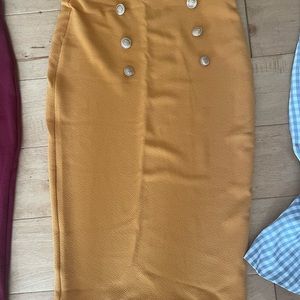 Mustard yellow sailor pencil skirt